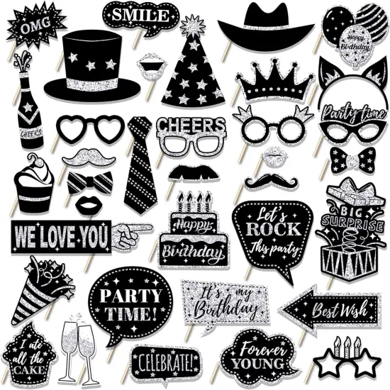 36Pcs Happy Birthday Photo Booth Props, {2}