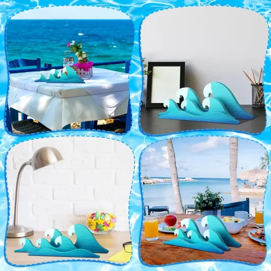 Summer Ocean Wave Wooden Decor &ndash; Summer Themed Tabletop Decoration, Waves Table Centerpiece for Beach House, Holiday Gifts, and Ocean Party Supplies {4}