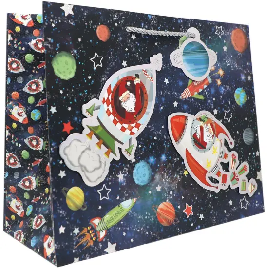 Pack/6: Space Santa Gift Bag - 12-1/2 x 5 x 10" {1}