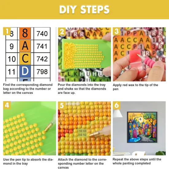 DIY Colorful Houses Diamonds Painting Kits for Adults, 5D Full Drill Diamond Art Painting Kits, Street Houses Gem Arts and Crafts for Home Wall Decor 12X12in {5}