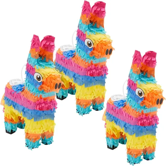 3 Pack Mini Donkey Pinata for Birthday Party, Mexican Pinata for Cinco de Mayo Fiesta Supplies (5.5 x 9.25 x 2.15 In) {2}