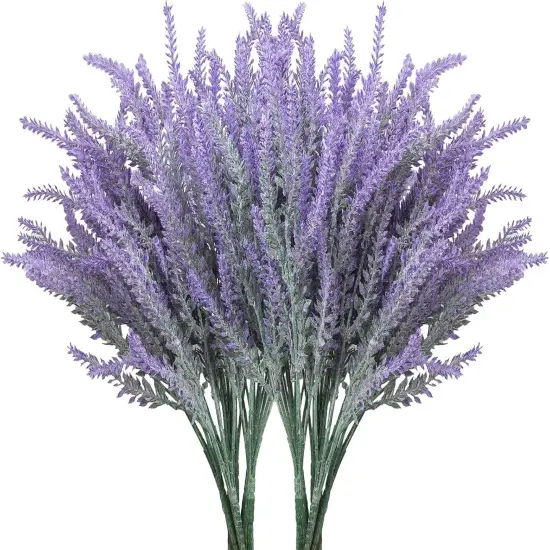 10 Bundles Fake Flowers Artificial Lavender Faux Plastic Plants for Home Decor Wedding Kitchen Garden Patio Porch Window Box Office Table Centerpieces Indoor Outdoor Decorations {1}
