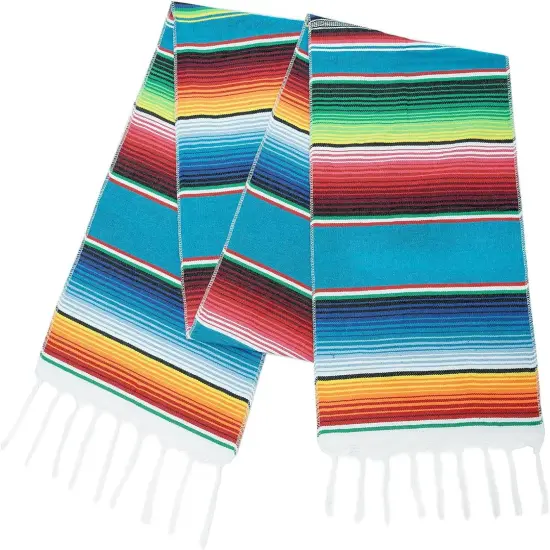 Mexican Table Runner 14x84 Inches Mexican Party Wedding Decorations for Fiesta Party Table Runners Rainbow Striped Serape Zarape Table Runner for Cinco de Mayo {1}