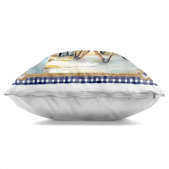 Stupell Industries Fishing Chair on Dock Decorative Printed Pillow design by Nicole DeCamp, 18 x 7 x 18 {3}