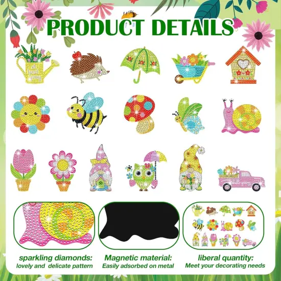 16 Pcs Spring Diamond Art Kits for Refrigerator {5}