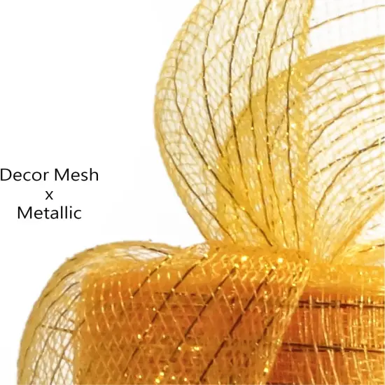 Metallic Deco Mesh Ribbon 6 Inch x 40Y Gold Christmas Home Decoration Bow {3}