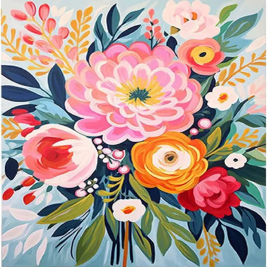 Flowers Paint by Numbers Kit for Adults - Flowers in Vase Paint by Number on Canvas Without Frame, DIY Acrylic Painting for Gift Home Wall Decor (16x20 Inch) {1}