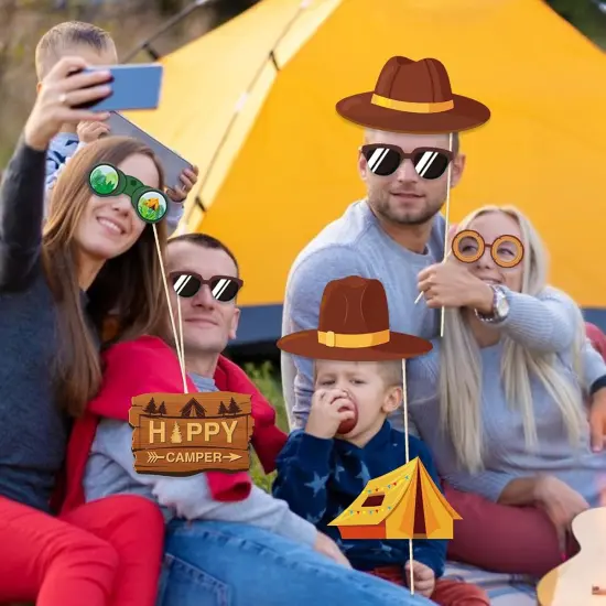 25Pcs Funny Camping Party Selfie Props with Sticks {3}