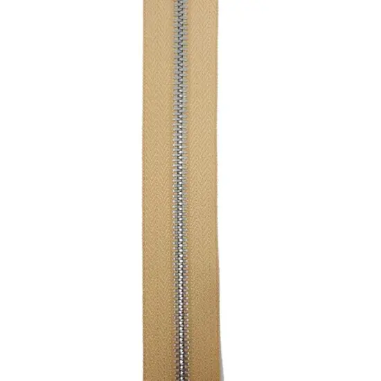 8MM Two Way Separating Open Bottom Zipper Beige Tape Nickel Teeth 36" {5}