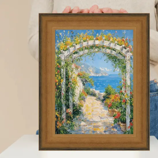 Wide Scoop Brushed Gold Picture Frame 24x48 frame {2}