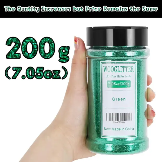 Ultra Fine Green Glitter - 7.05 Oz (200g), Glitter for Resin Crafts Nails Tumblers Slime Cosmetic and Festival Decor - Bulk, Christmas, St. Patrick's Day {2}