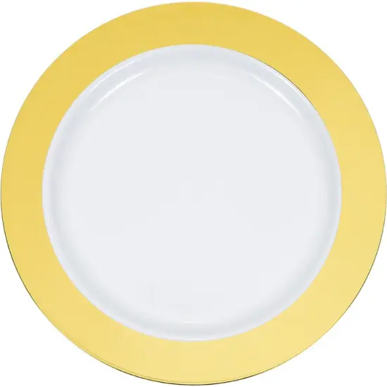 120 pc Bulk Gold Rim Plastic Banquet Plates {1}