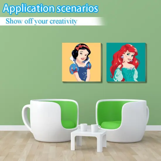 4 Pack Framed Paint by Number for Kids Ages 4-8,Easy Cartoon Character Acrylic Paint by Number for Kids On Canvas,Oil Painting Paint by Number Kits Gifts for Girls (8x8 Inch). {5}