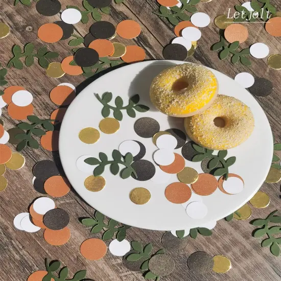 Baby Shower Confetti Glitter Table Decoration Greenery Golden Eucalyptus Jungle Safari Theme Scatter Tropical Rain Forest Woodland Party Bridal Shower Wedding Decor Supplies 210Pcs {2}