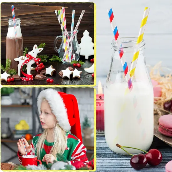 Eaasty 3000 Pcs Colored Paper Straws Bulk Disposable Striped Drinking Paper Straws for Summer Juice, Shakes, Cocktail,7.87 Inches, 0.24'' Diameter {3}