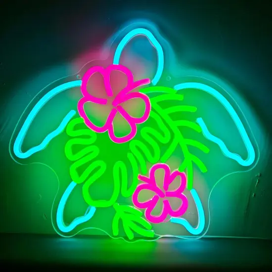 Summer Tropical Turtle Neon Sign &ndash; USB-Powered Wall Art for Beach, Bar & Room Decor {1}