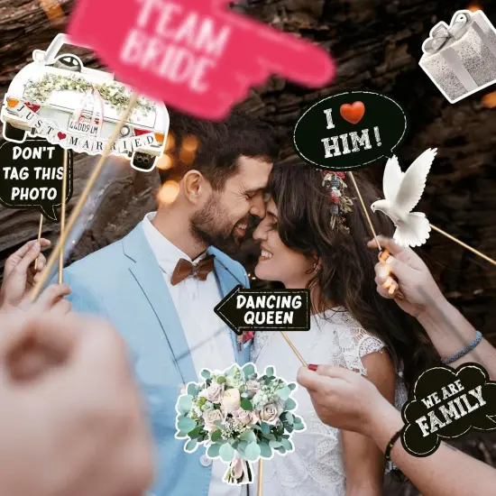 40pcs Wedding Photo Booth Props Wedding Selfie Props for Photobooth Wedding Party Supplies Weeding Shower Decorations {3}