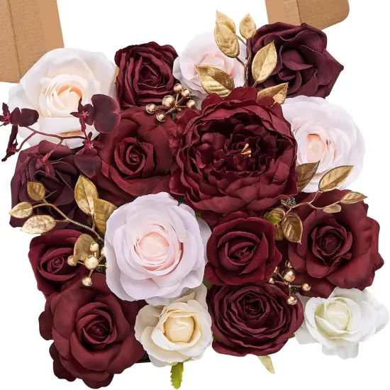 Artificial Flowers Silk Fake Flowers Roses for DIY Wedding Bouquets {1}