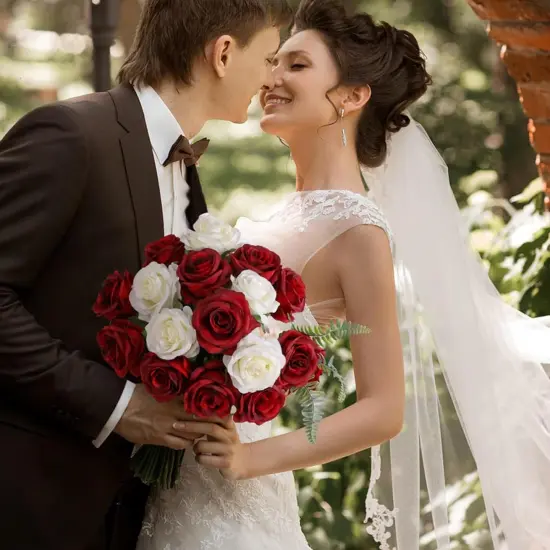 Touch Bridal Wedding Bouquet for Home Garden Party Floral Decor 10 Pcs {3}