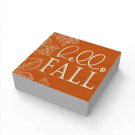 Fall Decor Wood Box Sign Tabletop Decor - 5 X 5 Inch {5}