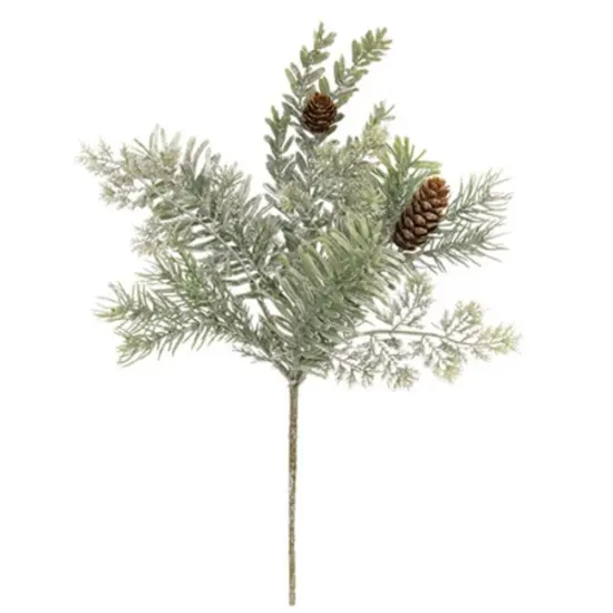Silver Hemlock Pick 14" with Pinecones for Winter Holiday Decor {1}