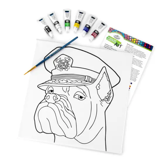 RTN-270 | Canvas Art&trade; 9pc Acrylic Painting "Captain Dog" Art Set {3}