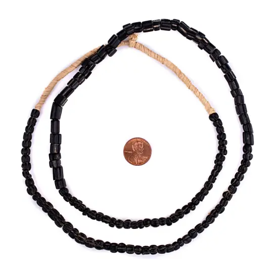 The Bead Chest Vintage Black Dogtooth Beads 6mm Czechoslovakia Unusual Glass Large Hole 32 Inch Strand {2}