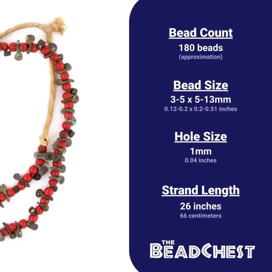 The Bead Chest Unusual Antique Nigerian Brass Beads 26 Inch Strand 9mm African Handmade {5}