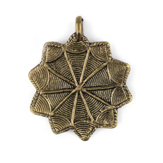 The Bead Chest Dark Brass 10-Point Baule Star Pendant (41x47mm): African Tribal Metal Pendant for DIY Jewelry and Necklace {1}