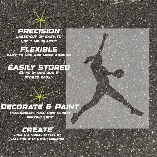 Softball Pitcher Parking Space Stencil | High School Senior Parking Spot Stencil | Reusable Stencil | Stencil Ease | {3}