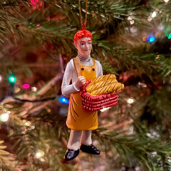 Tree Buddees Funny Ginger Bread Man Ornament Redhead Baker with Bread Basket Hilarious Play on Words {2}