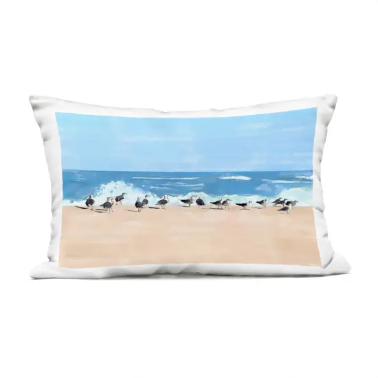 Stupell Industries Sunny Beach Day Birds Outdoor Pillow, 14 x 7 x 20 {1}