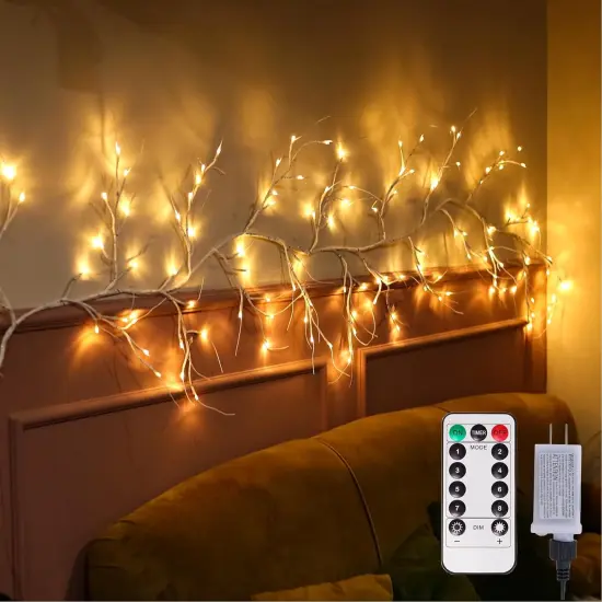 9FT Birch Garland with Lights Remote Control for Christmas {1}