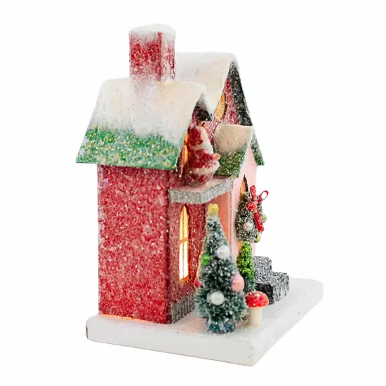 Cody Foster 7.25 In Petite Red House Christmas Putz House , Christmas Decor Putz House Santa {2}