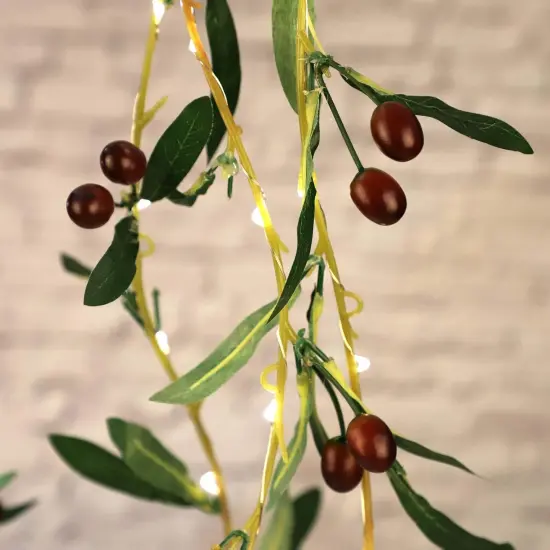 Olive Branch Christmas Garland String Lights 10FT 40 White LED Lighted {1}