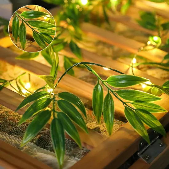 2 Pack 6ft Fairy Lights with Green Leaf Christmas Garland {5}