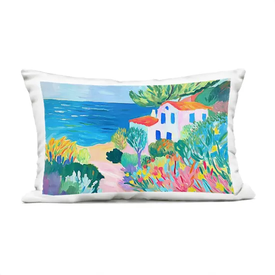 Stupell Industries Vibrant House On The Beach Outdoor Pillow, 14 x 7 x 20 {1}