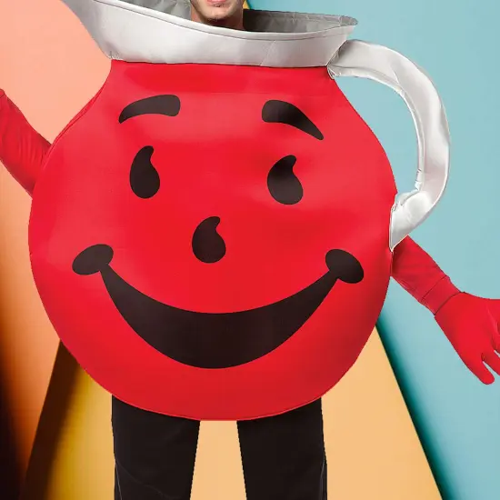 Adult Kool Aid Costume Red Kool Aid Guy Tunic with Gloves {5}