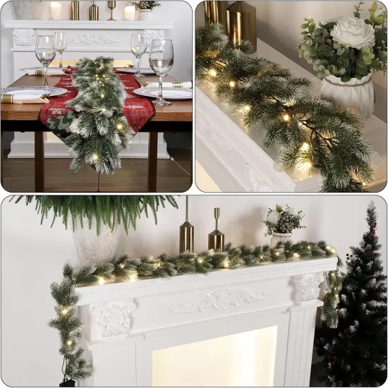 Pre Lit Snow Flocked Christmas Garland {3}