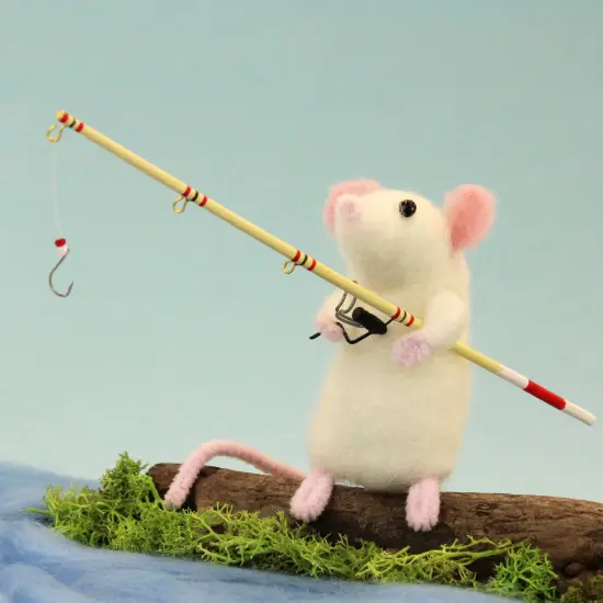 Felting Kit - White Mouse Needle Felt Kit {1}