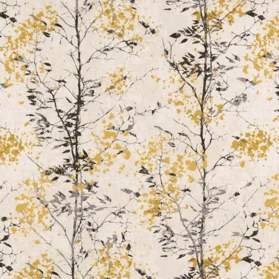 Tuscan Sun - Black,Gold & Yellow,Grey & Silver Abstract & Geometric,Leaves Upholstery Fabric 54 Inches" {1}
