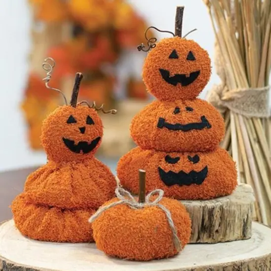 Melting Jack O Lantern Stack Plush Pumpkin Decor for Tabletop Display {2}