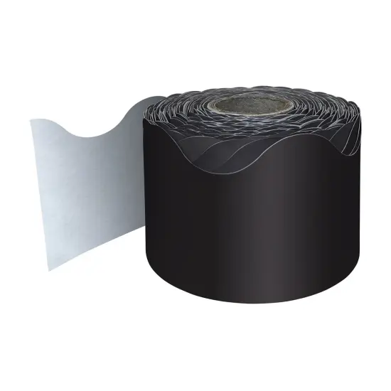 Black Rolled Scalloped Border, 65 Feet {1}
