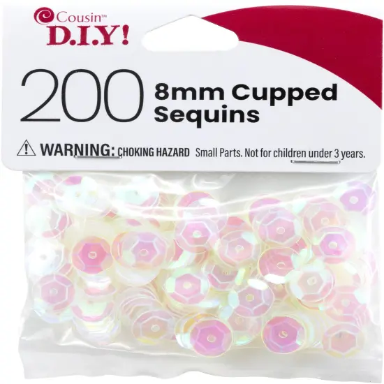 CousinDIY Cupped Sequins-Crystal Iridescent, 8mm 200/Pkg {1}