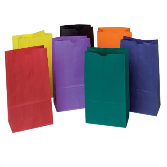 Kraft Bag, Assorted Bright Colors, 6" x 3-5/8" x 11", 28 Bags {1}