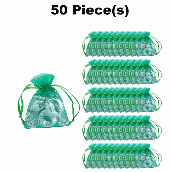 Bulk 50 Pc. Mini Organza Drawstring Treat Bags Emerald {1}