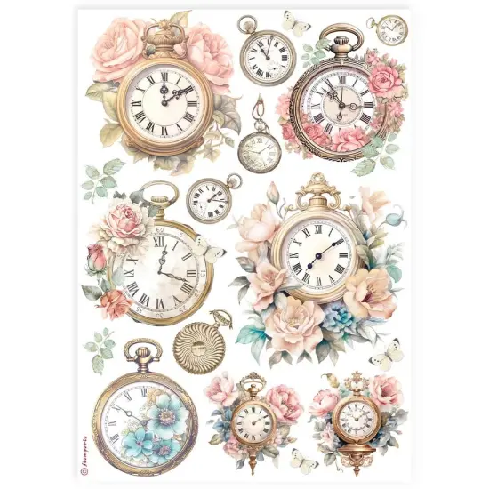 Stamperia Rice Paper Sheet A4-Clocks {1}