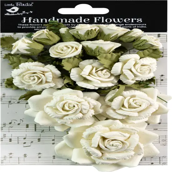 Little Birdie Annis Paper Flowers 21/Pkg-Ivory Pearl {1}