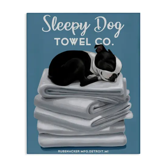 Stupell Industries Vintage Sleepy Dog Towel Co Canvas Wall Art {1}