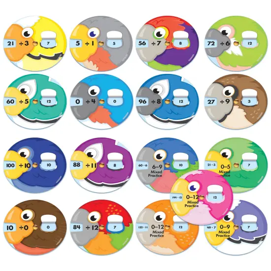 Carson Dellosa Set of Division EZ Spin Wheels, 18 2-Piece Math Manipulatives Covering Mixed Practice and Facts, Educational Toys for Homeschool and Classroom {1}